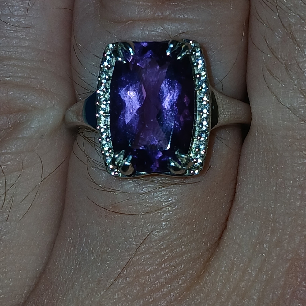Persephones Hour-Glass Ring , Natural Amethyst From Brazil